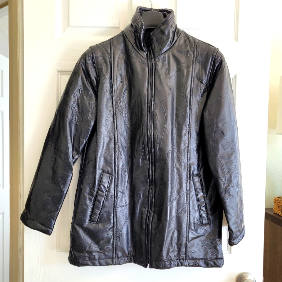 Husband Tudor Court Genuine Leather Jacket, Long Torso, Standup Collar Medium